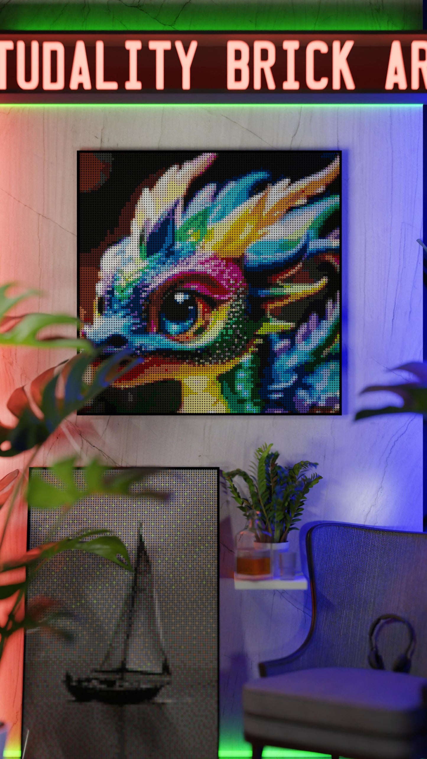 Neon Hatchling LEGO® Style mosaic creative DIY building set