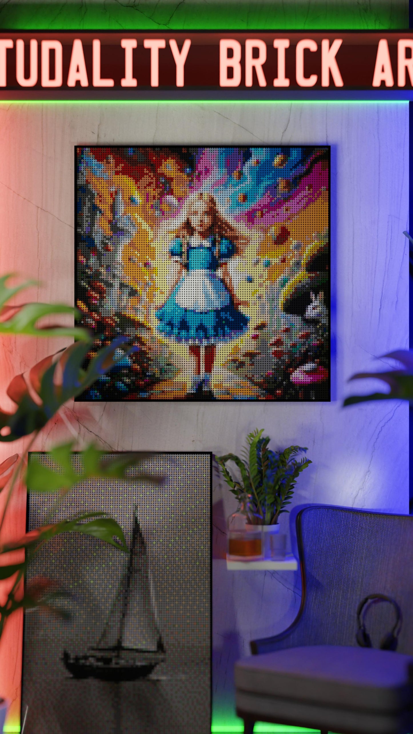 Alice in Wonderland LEGO® Style mosaic pixel art design for display