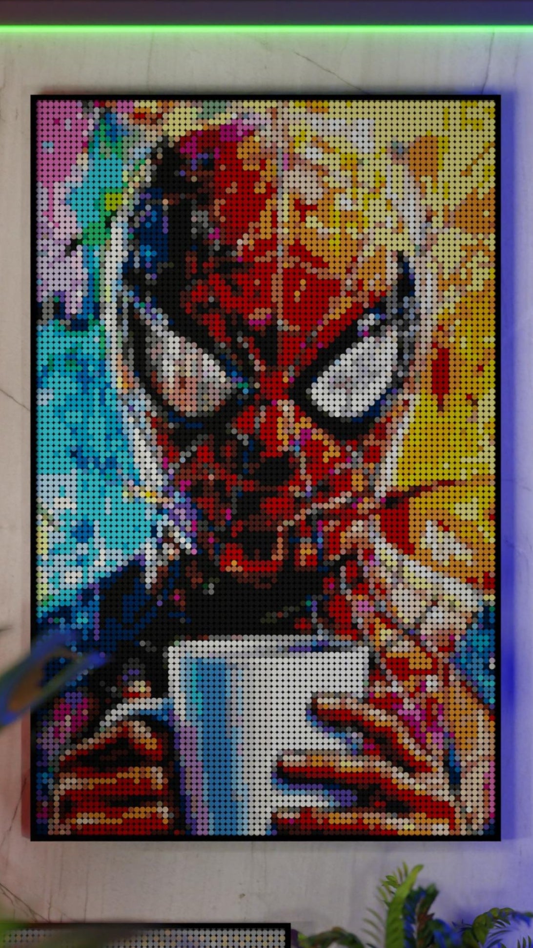 Spiderman LEGO® Style mosaic pixel art design for display