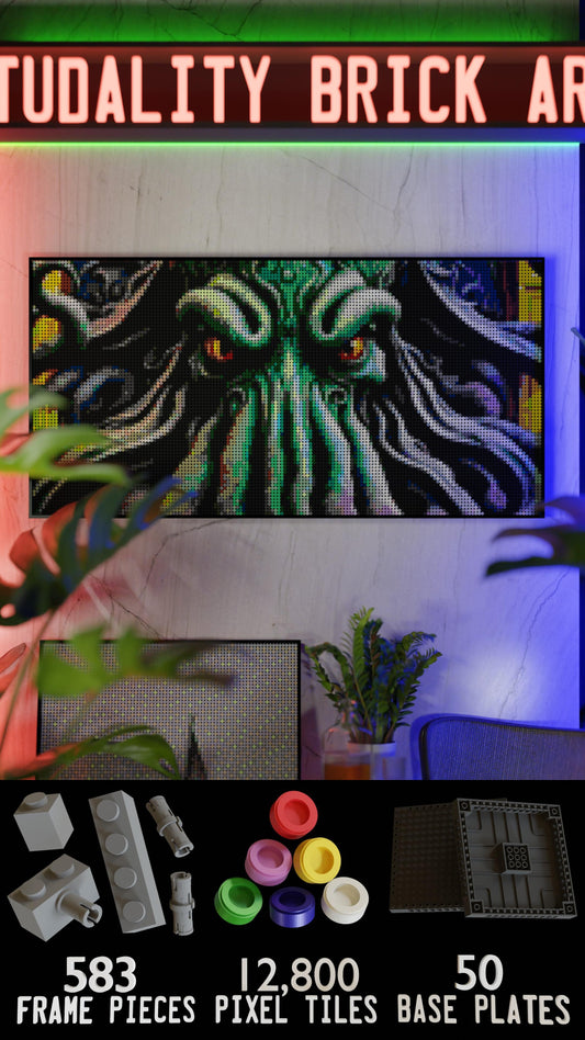 Arrival of Cthulhu  LEGO® Style mosaic kit with clear building instructions