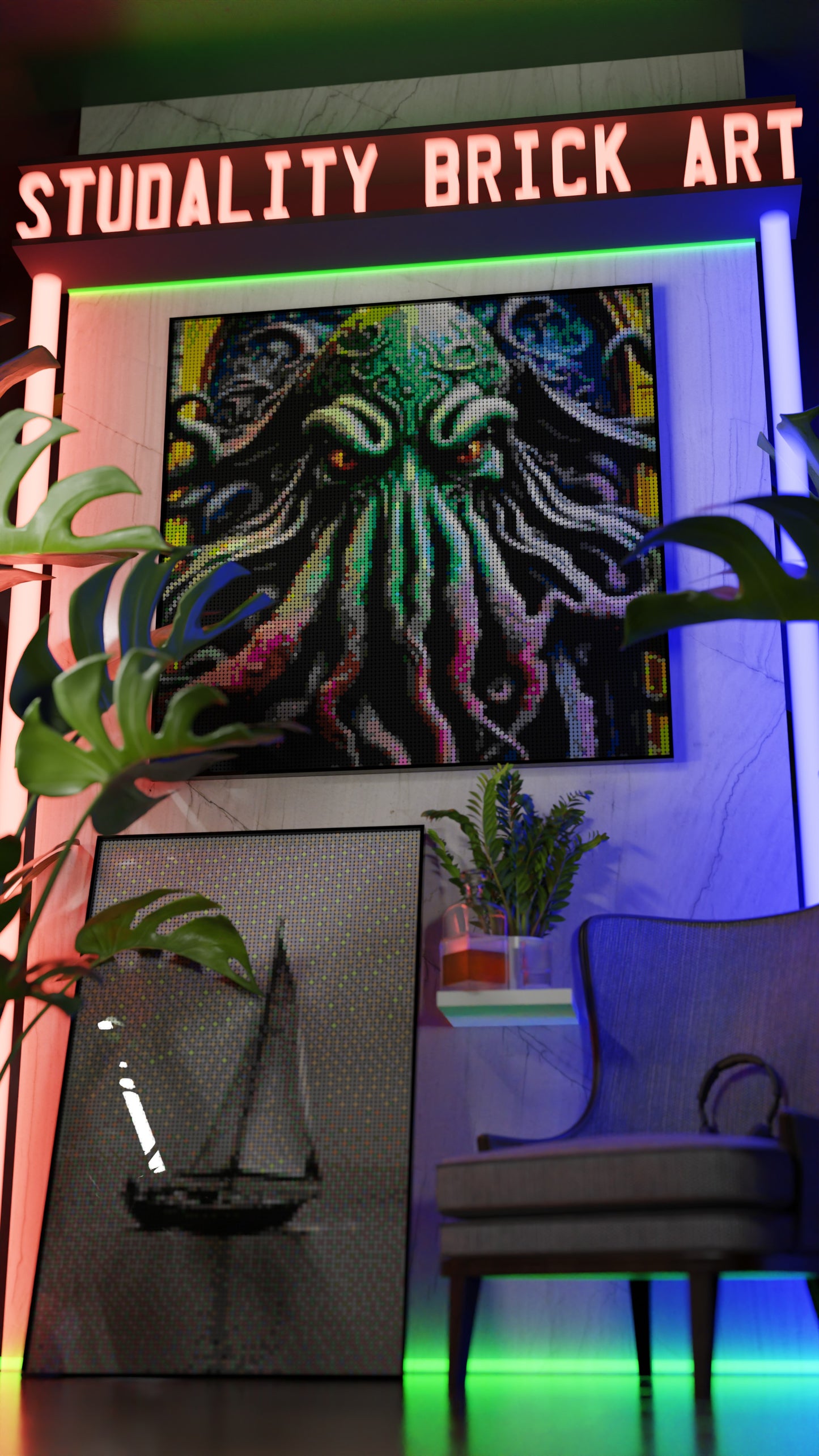 Arrival of Cthulhu LEGO® Style mosaic kit with clear building instructions