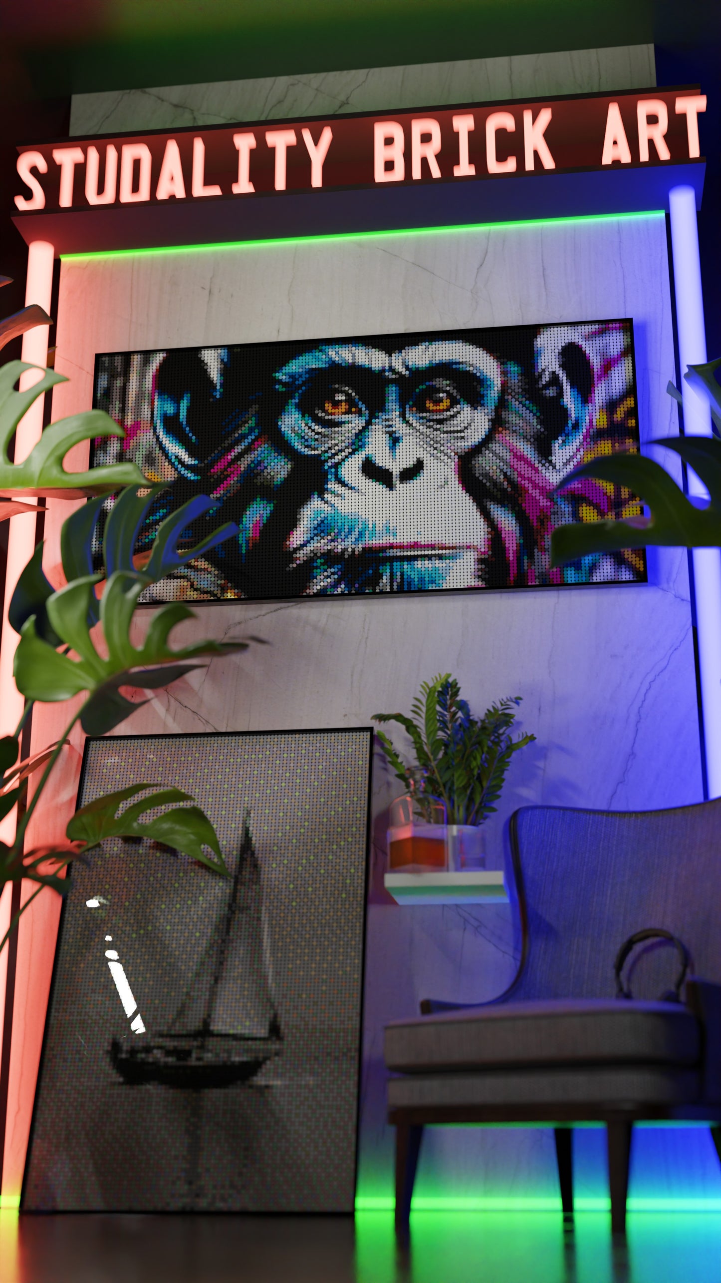 Ape Hop Movement LEGO® Style mosaic pixel art design for display