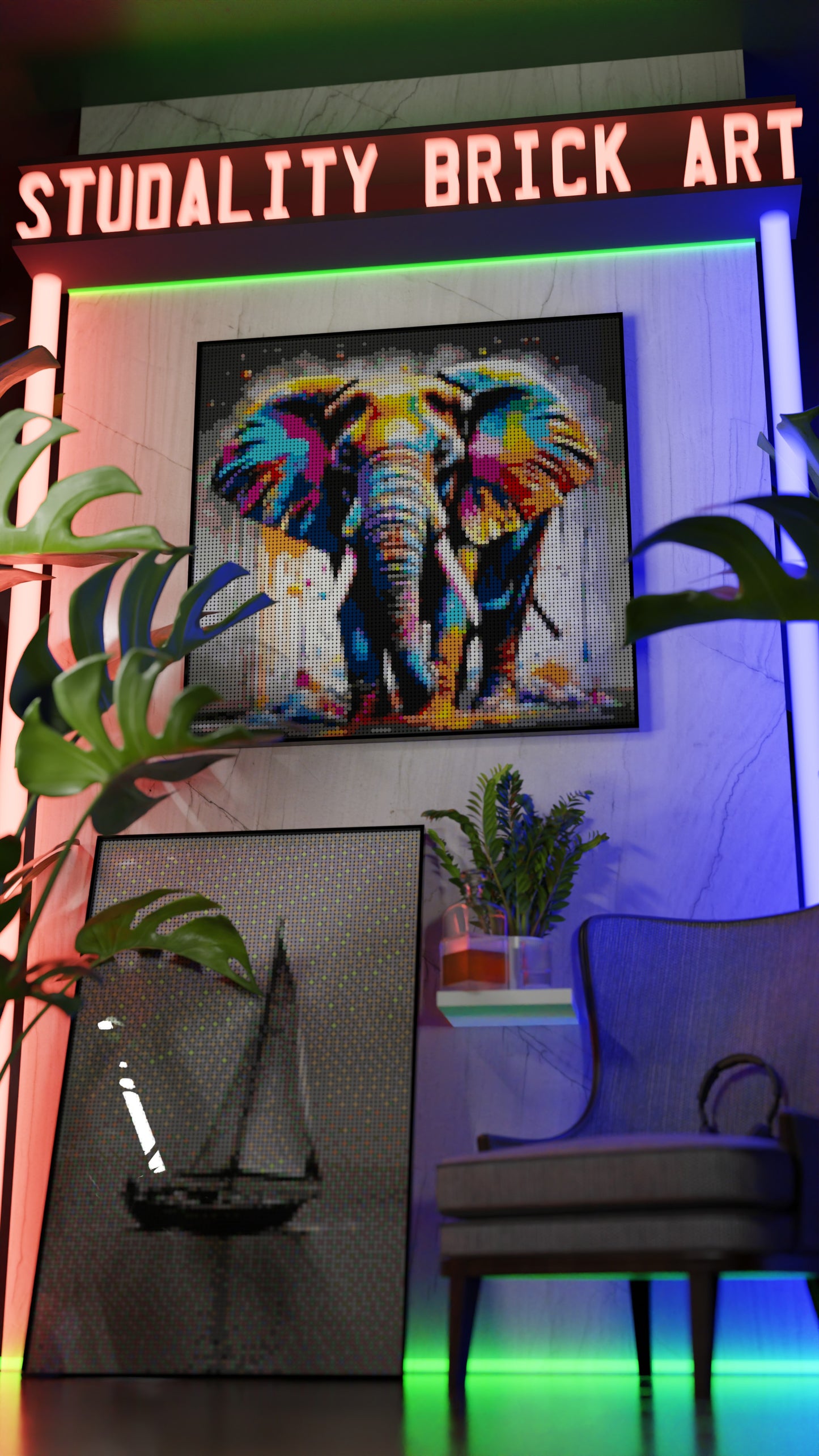 Majestic Giants LEGO® Style mosaic pixel art design for display