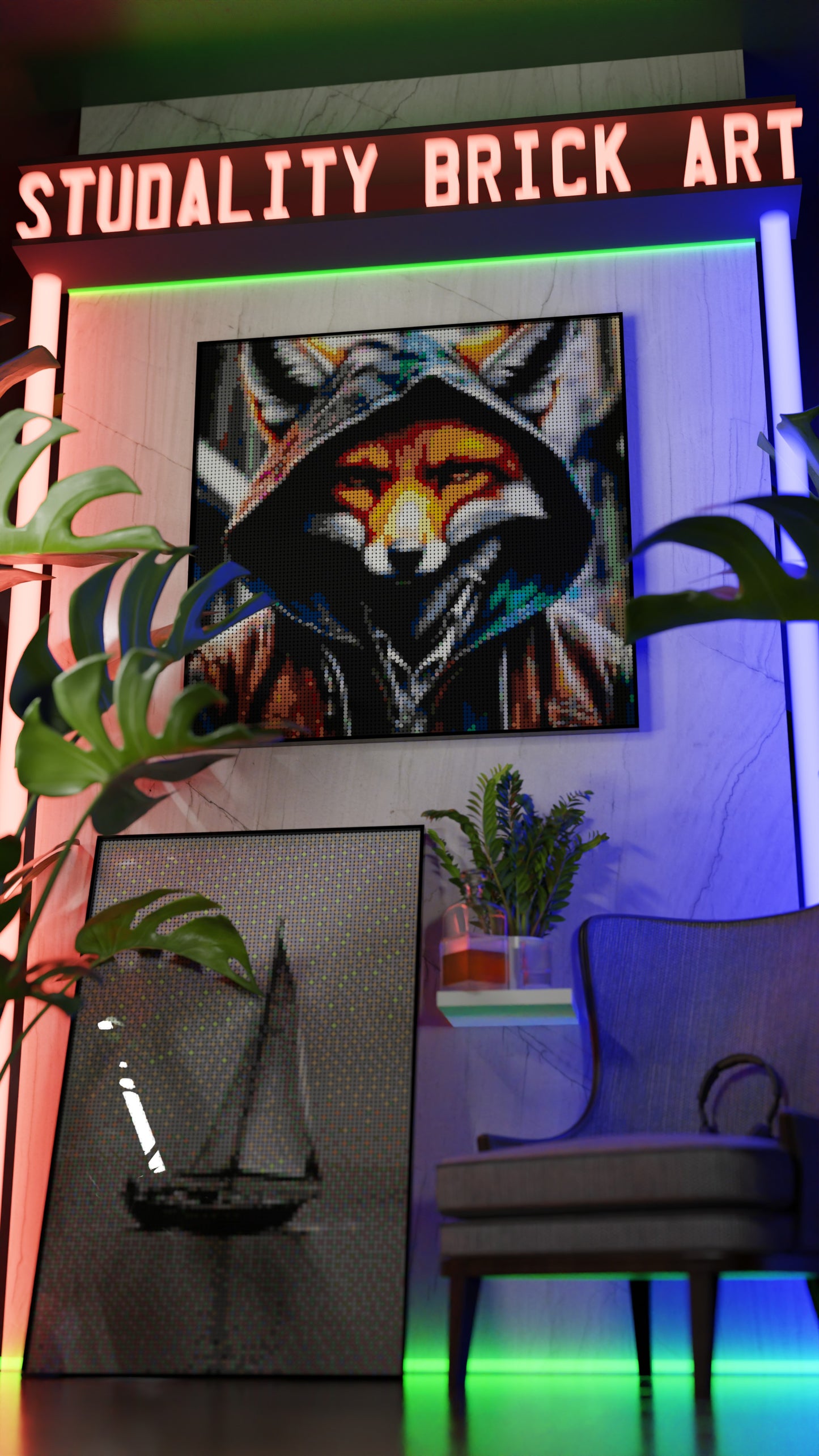 Fok-C LEGO® Style mosaic pixel art design for display