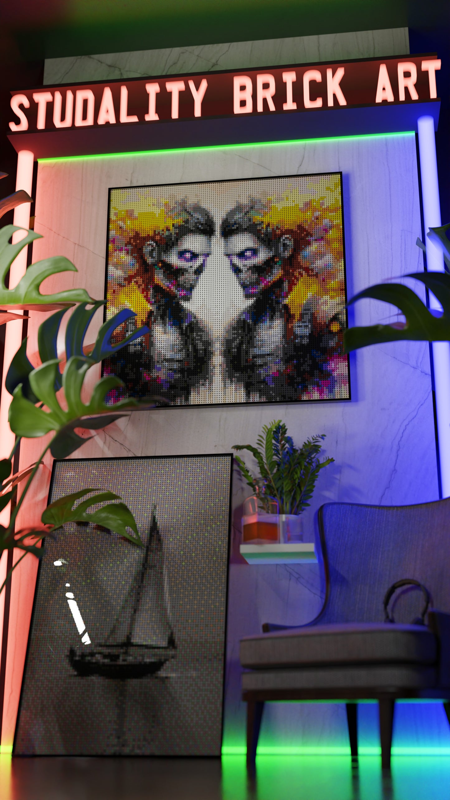 Veil of the Undead LEGO® Style mosaic wall art made from colorful plastic bricks