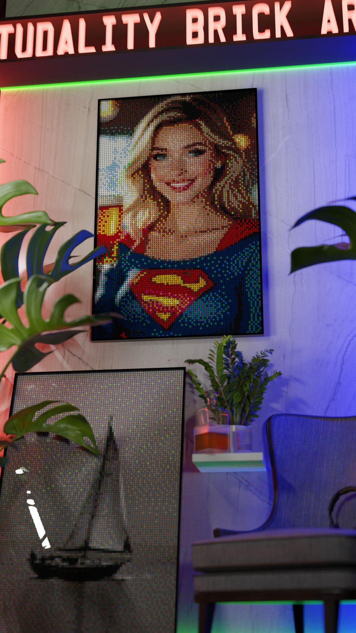 Supergirl DC LEGO® Style mosaic pixel art design for display