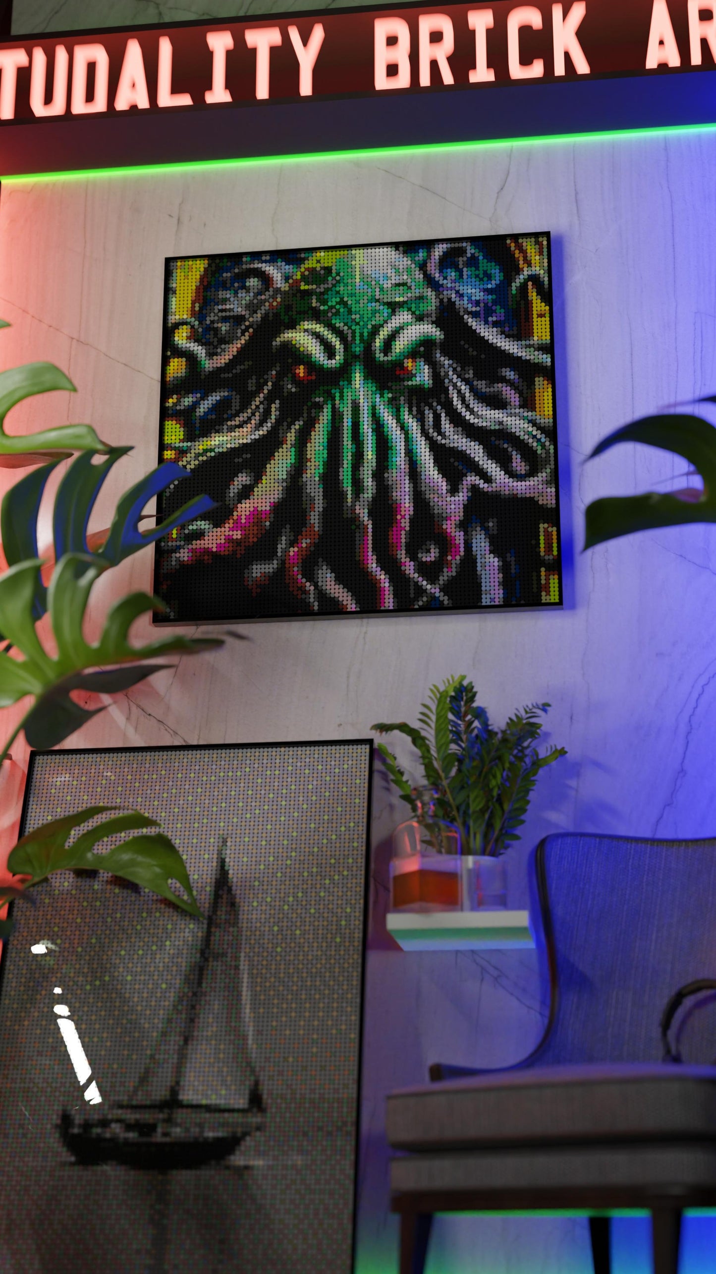 Arrival of Cthulhu LEGO® Style mosaic kit with clear building instructions