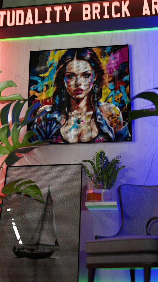 Euphoria in Motion  LEGO® Style mosaic wall art made from colorful plastic bricks