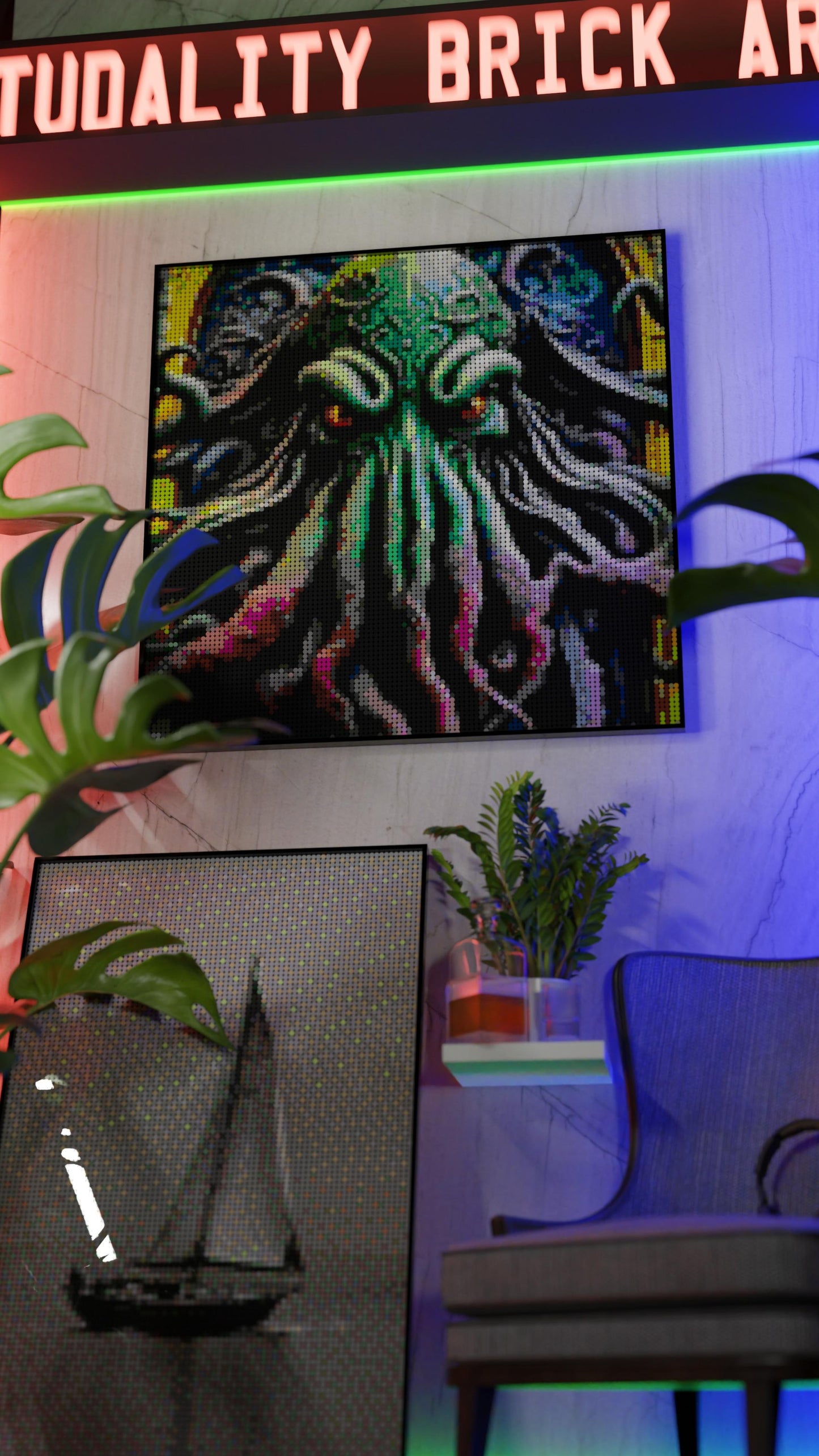 Arrival of Cthulhu LEGO® Style mosaic pixel art design for display
