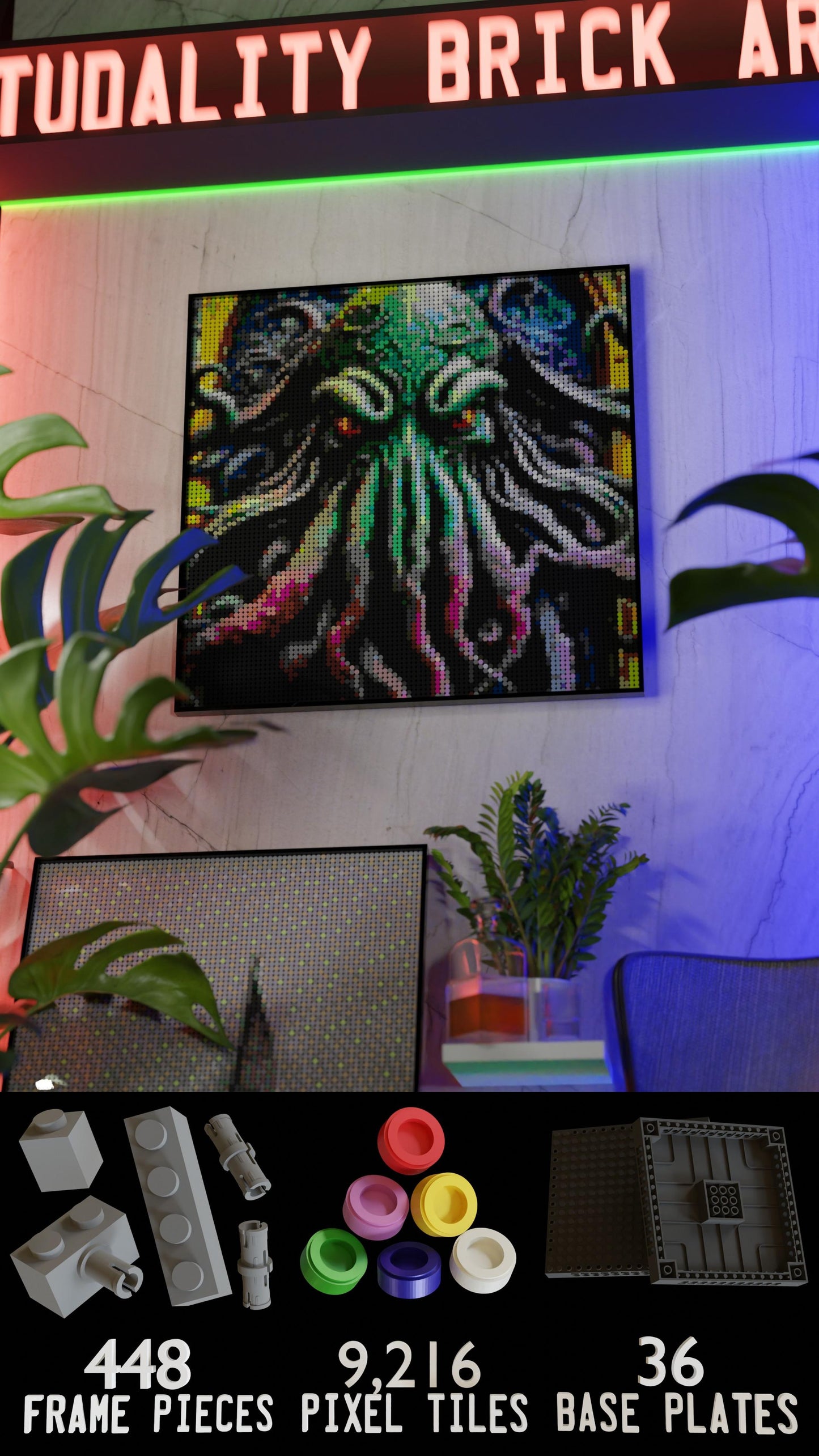 Arrival of Cthulhu LEGO® Style mosaic kit with clear building instructions