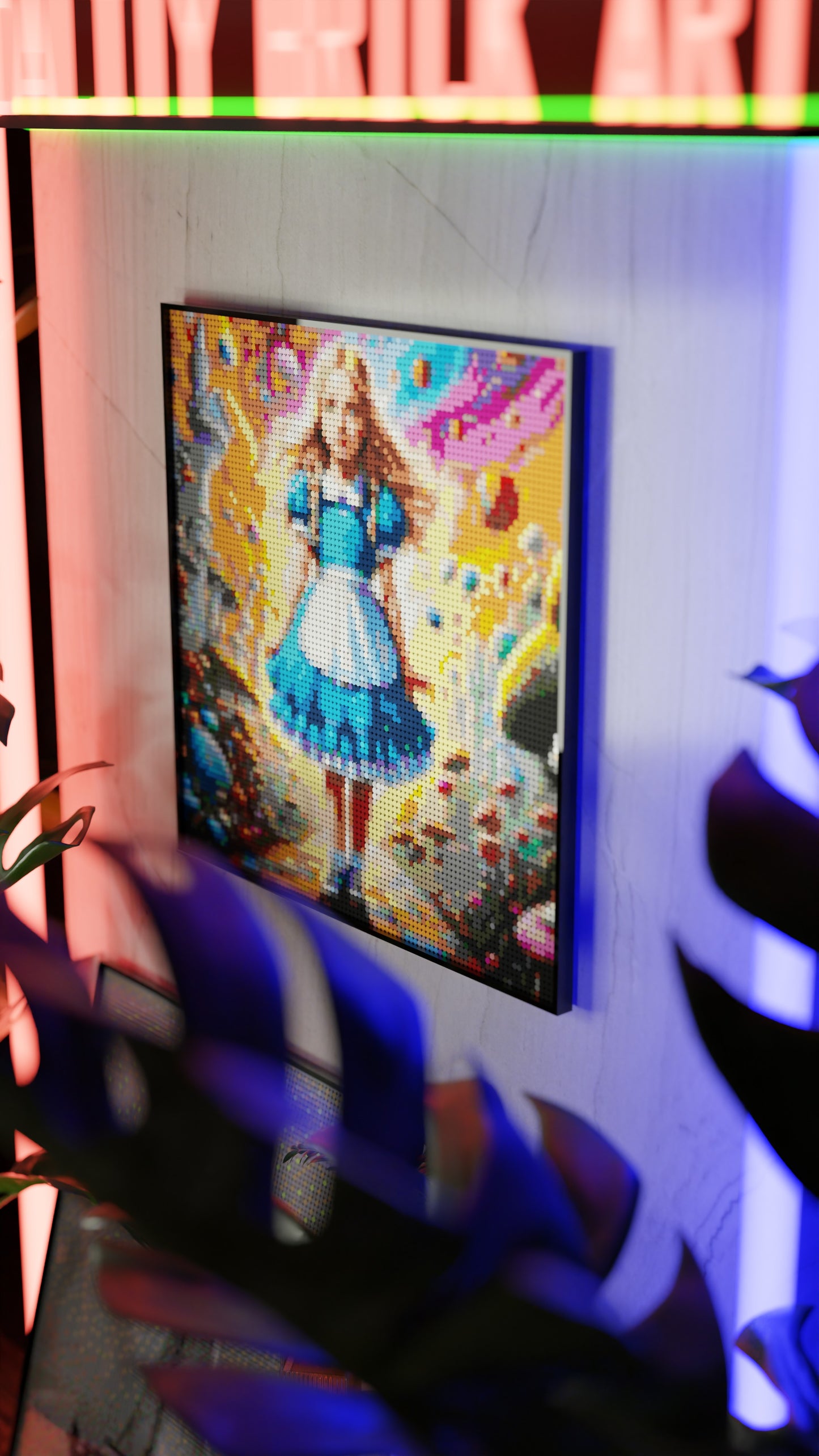 Alice in Wonderland LEGO® Style mosaic pixel art design for display
