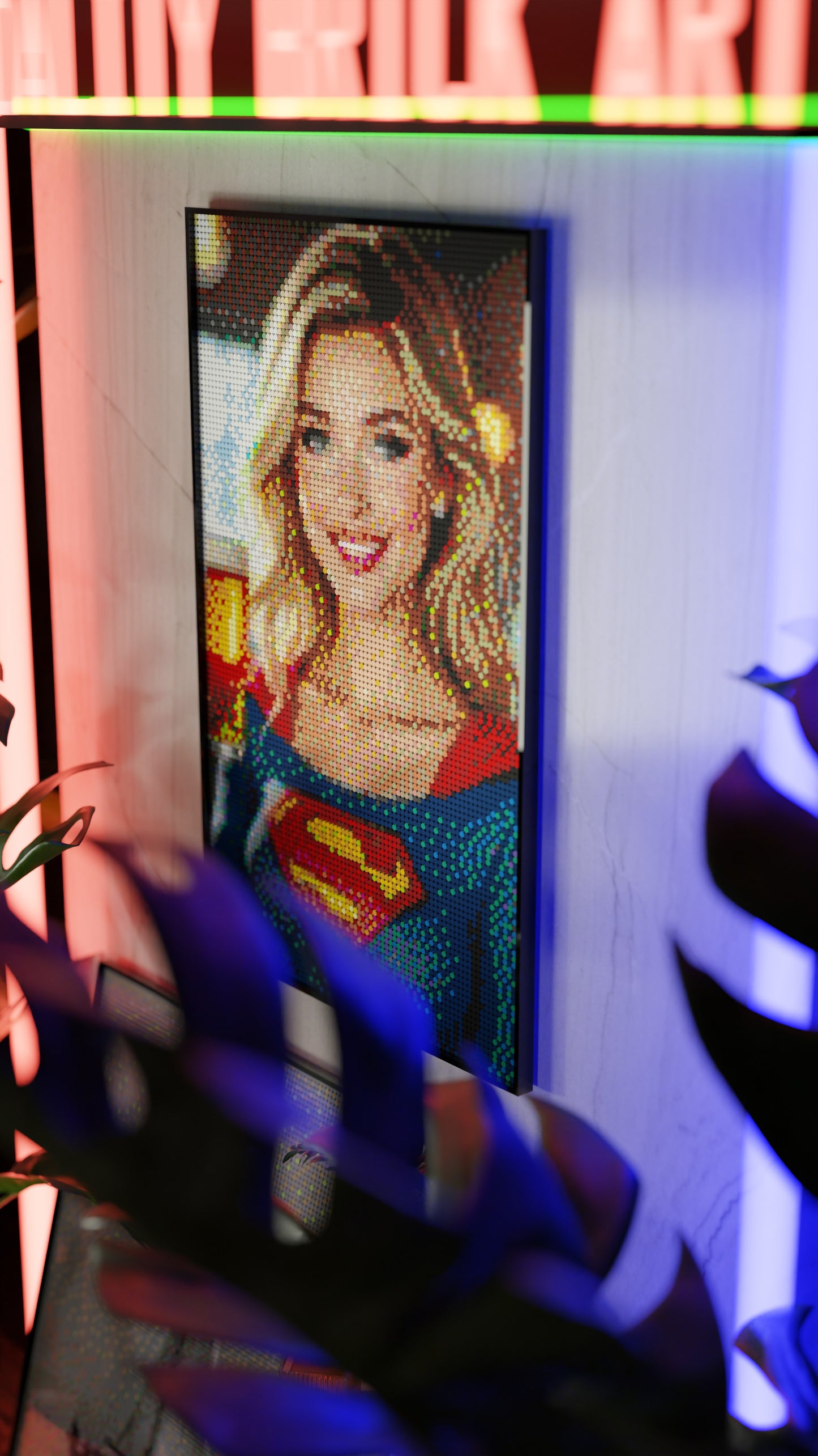 Supergirl DC LEGO® Style mosaic pixel art design for display