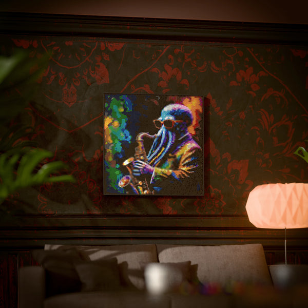 Alien Jazz bar made out of 9,700 LEGO-Compatible bricks on a luxurious home background.