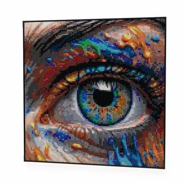 Eye Art Original made out of 13,153 LEGO-Compatible bricks on a white clean background.