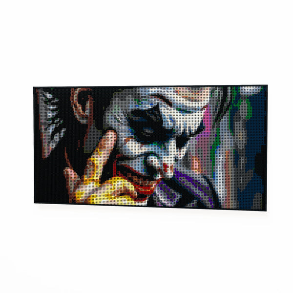 Joker Inspired made out of 13,433 LEGO-Compatible bricks on a white clean background.