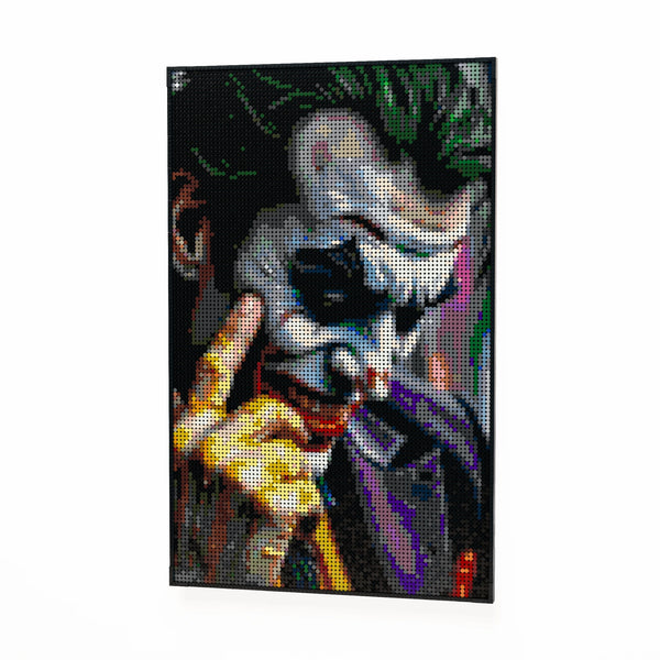 Joker Inspired made out of 10,769 LEGO-Compatible bricks on a white clean background.