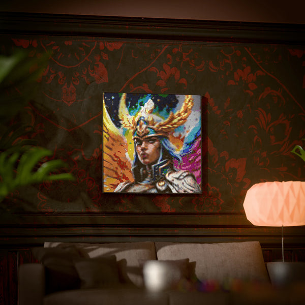 Odin's Valkyrie made out of 9,700 LEGO-Compatible bricks on a luxurious home background.