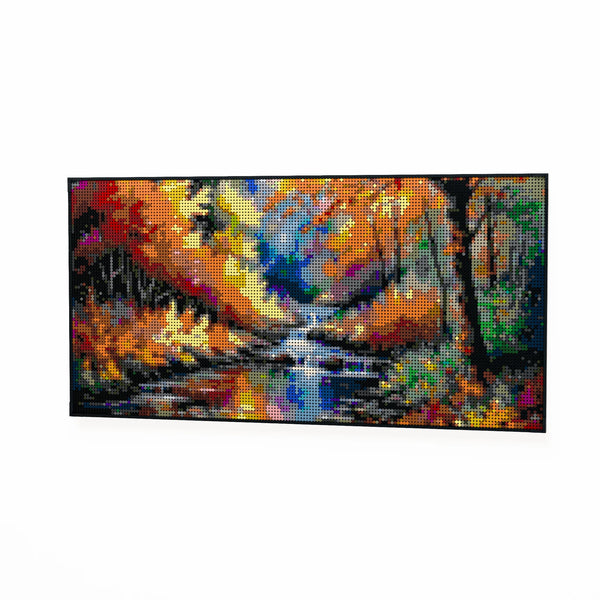 Serene Forest Scenery made out of 13,433 LEGO-Compatible bricks on a white clean background.