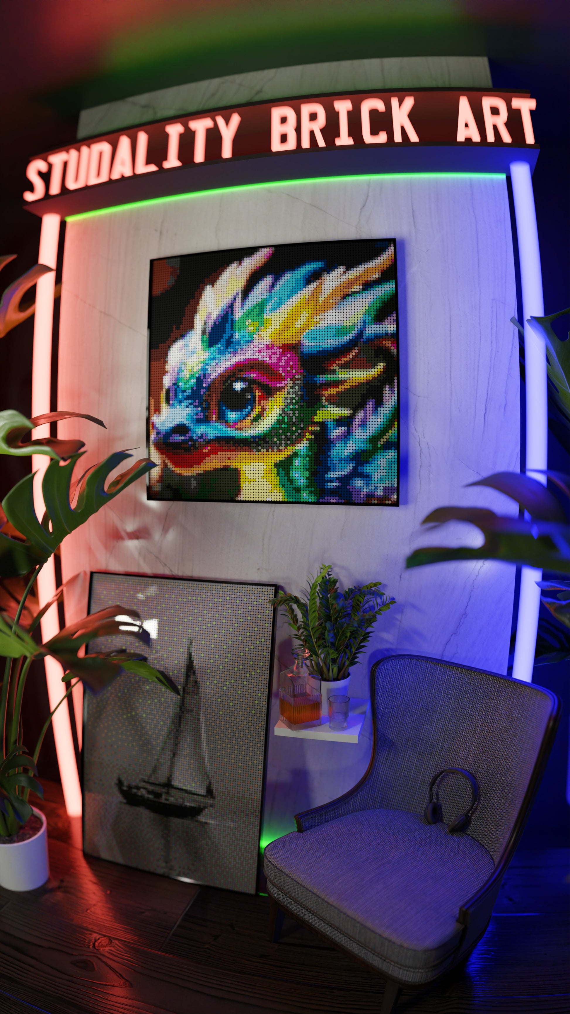 Neon Hatchling (9,700 Pieces)  | Brick-Art Mosaic Set