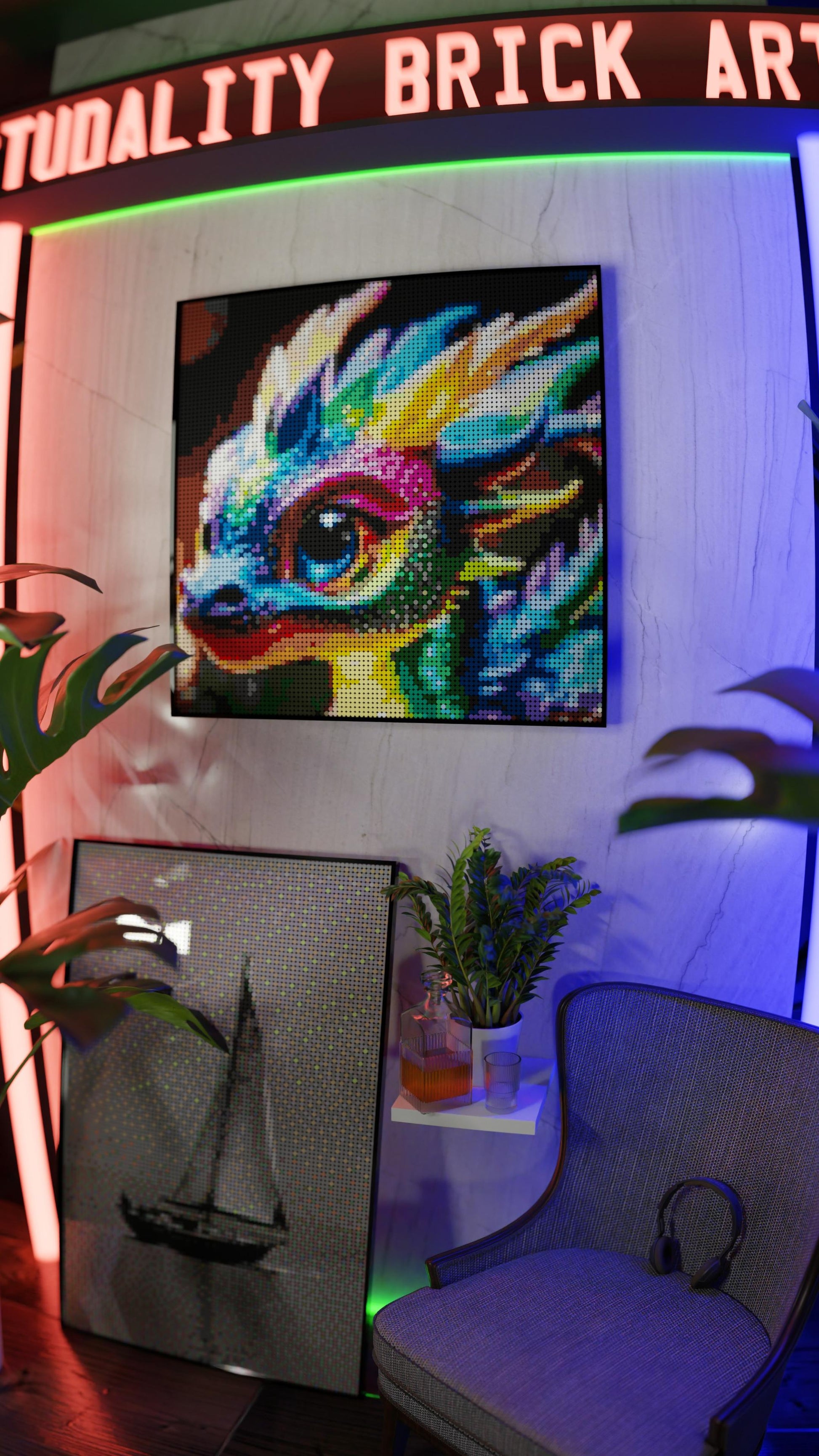 Neon Hatchling (9,700 Pieces)  | Brick-Art Mosaic Set