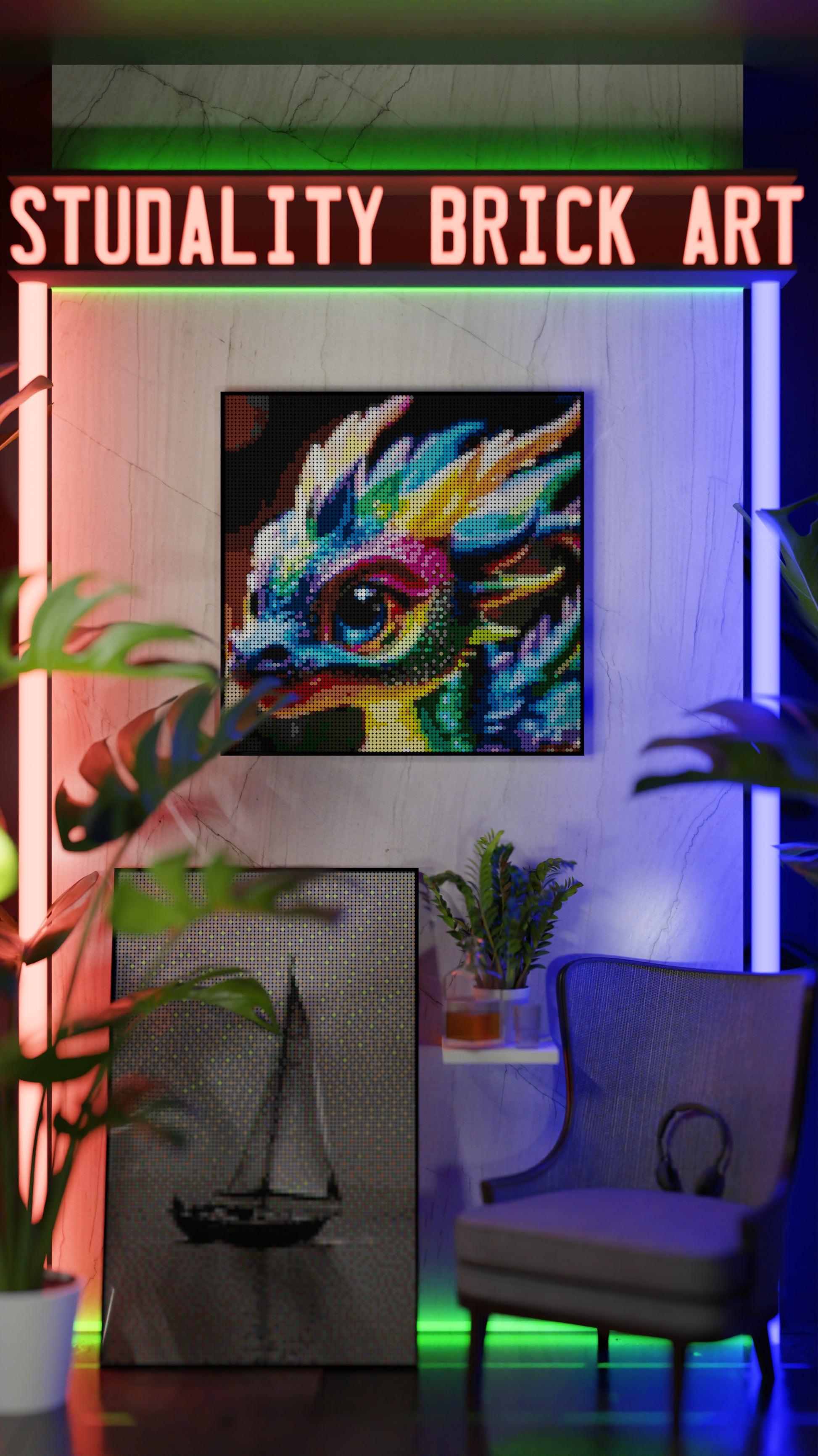 Neon Hatchling (9,700 Pieces)  | Brick-Art Mosaic Set