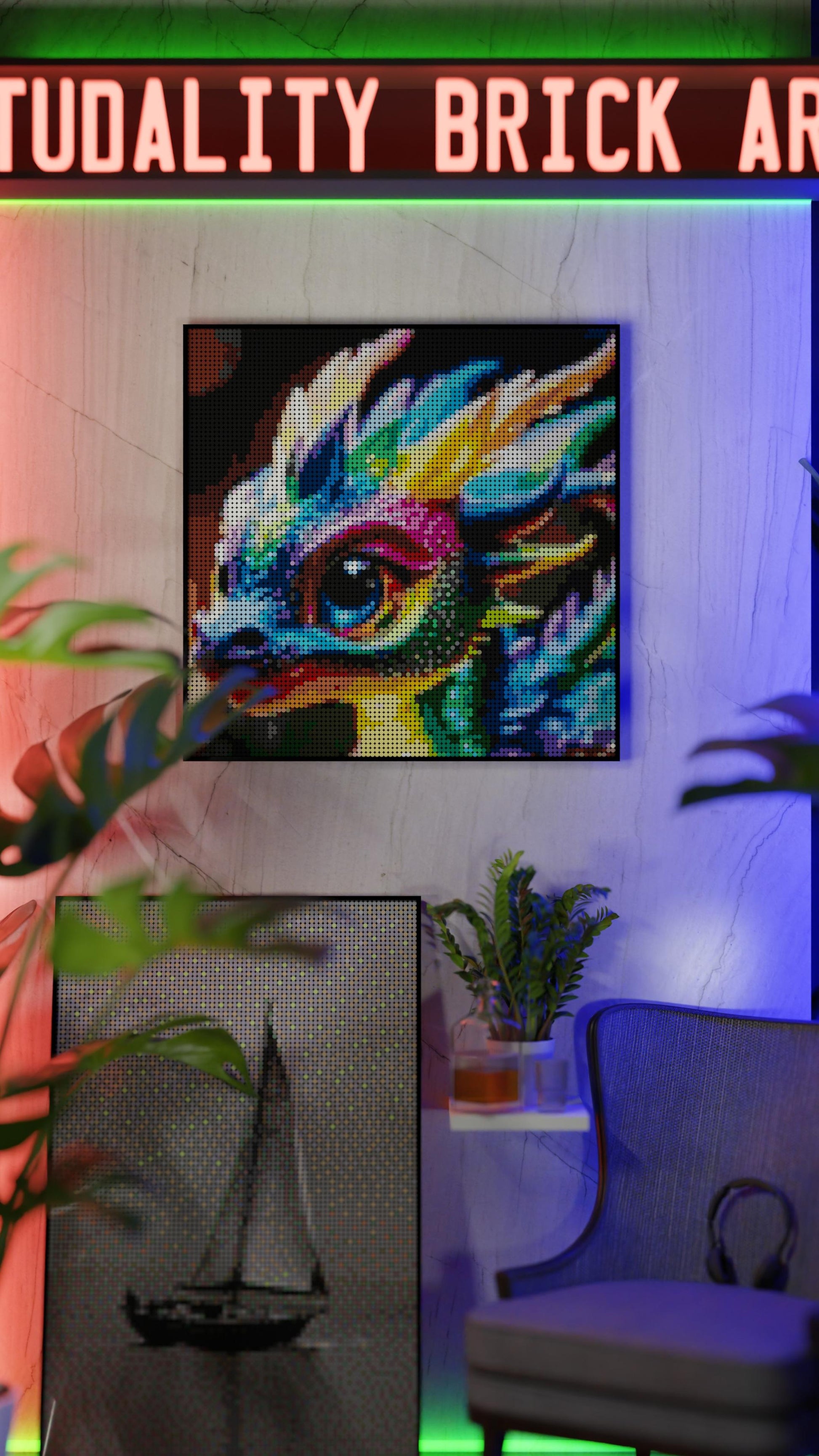 Neon Hatchling (9,700 Pieces)  | Brick-Art Mosaic Set