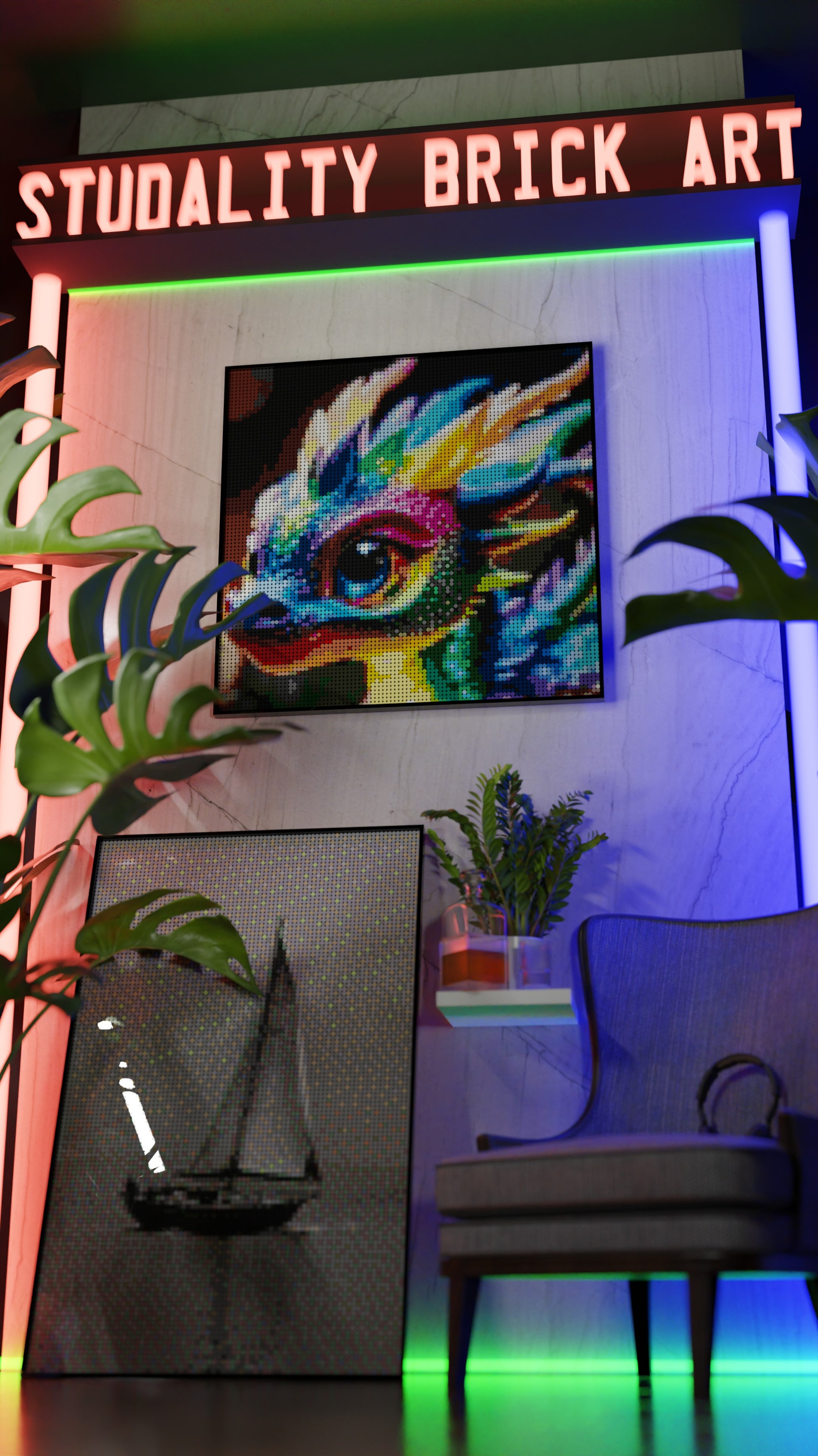 Neon Hatchling (9,700 Pieces)  | Brick-Art Mosaic Set