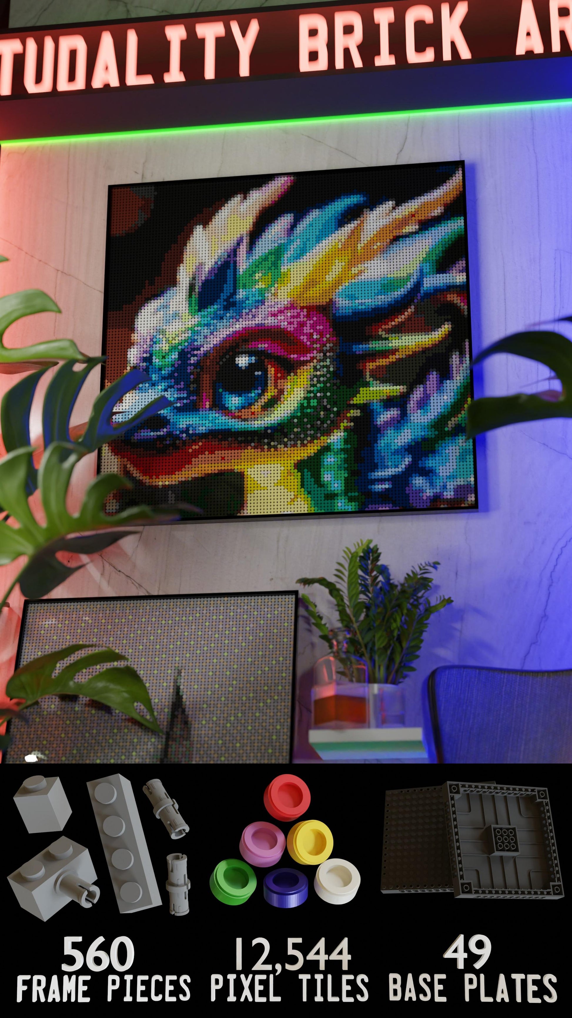 Neon Hatchling (13,153 Pieces)  | Brick-Art Mosaic Set